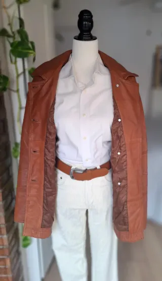 Chaqueta vintage piel genuina camel