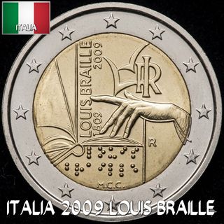 Moneda 2€ Italia 2009 Louis Braille