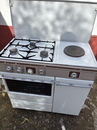 Cocina gas butano con horno y placa eléctrica