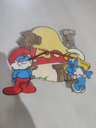 Orologio Puffi Legno Dipinto a Mano.