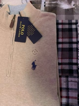 Maglione Ralph Lauren Mezza Zip Beige Taglia M