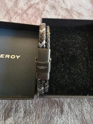 Pulsera Viceroy Hombre Cuero Trenzado Plata