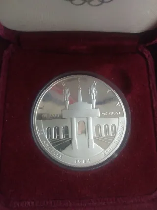 Moneda Plata Dollar JJOO 1984