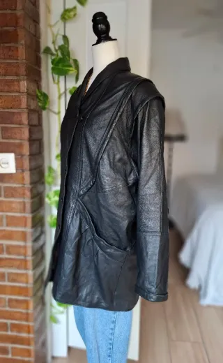 Chaqueta Piel Genuina Negra Diseño