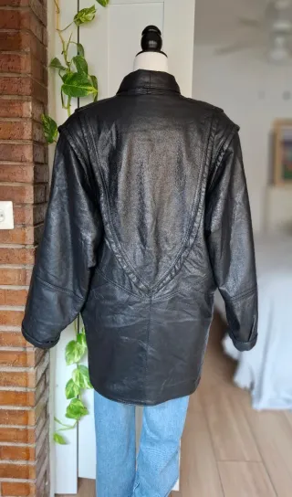 Chaqueta Piel Genuina Negra Diseño