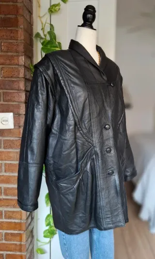 Chaqueta Piel Genuina Negra Diseño