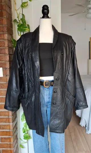 Chaqueta Piel Genuina Negra Diseño