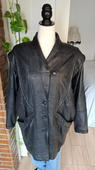 Chaqueta Piel Genuina Negra Diseño