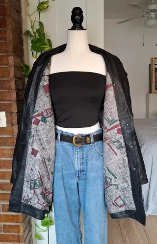 Chaqueta Piel Genuina Negra Diseño