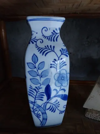 Vaso vintage ceramica blu e bianco