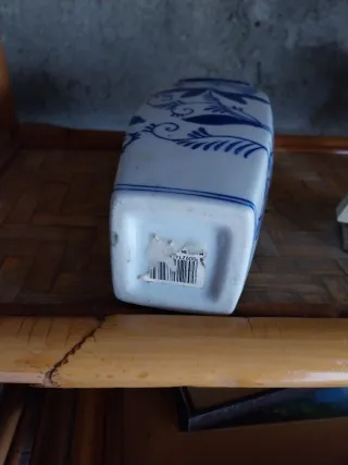 Vaso vintage ceramica blu e bianco