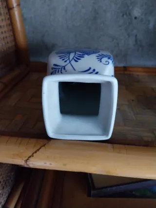 Vaso vintage ceramica blu e bianco