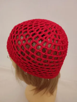 Cuffia rete rossa con 8 anellini