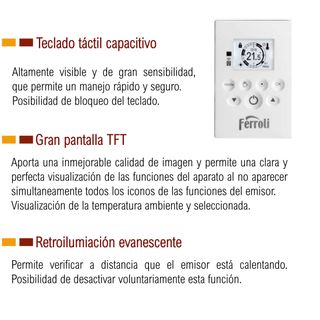 Ferroli RIMINI DP 100 Emisor Eléctrico Programable 1 kW 6 elementos