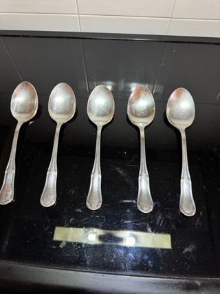 Set 5 Cucchiai Vintage Metallo Argento