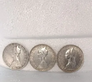 Tre monete 500 lire in argento Le Caravelle