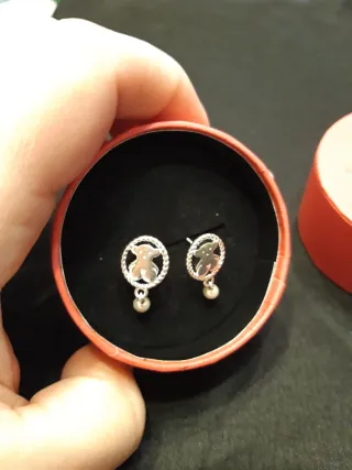 Pendientes Tous Oso Perla Plata