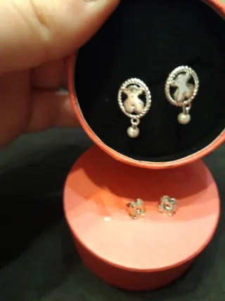 Pendientes Tous Oso Perla Plata