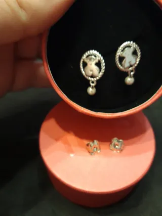 Pendientes Tous Oso Perla Plata