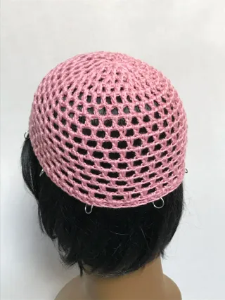 Mesh hat rosa antico con anelli cromati