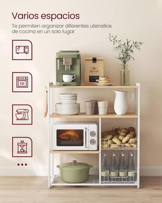 Estantería Cocina con Cestas y Ganchos 80cm VASAGLE KKS096W09