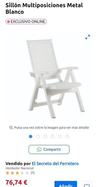 Sillón multiposiciones plegable metal blanco jardín