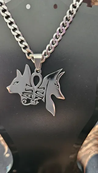 Colgante Anubis, Bastet, Ankh y Ojo de Horus