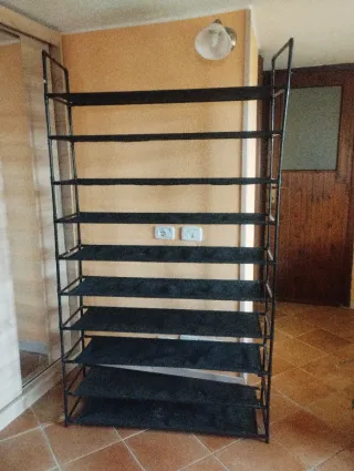 Scarpiera 10 ripiani tessuto e ferro
