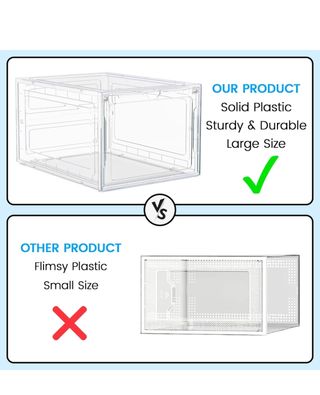 Paquete de 8 cajas de almacenamiento de zapatos, cajas apilables transparentes