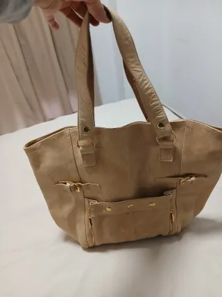 Bolso de cuero beige