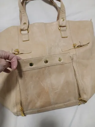 Bolso de cuero beige