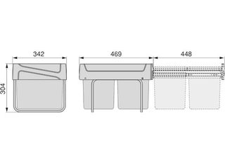 Contenedor Basura 2x15L EMUCA Gris
