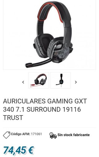 AURICULARES GAMING GXT 340 7.1 SURROUND USB