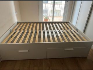 Estructura cama blanca con somier y cajones