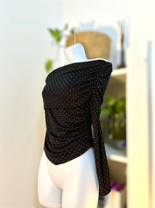 Top de fiesta bandeau negro con brillo M