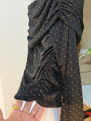 Top de fiesta bandeau negro con brillo M