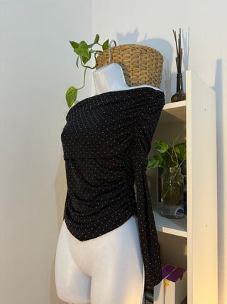 Top de fiesta bandeau negro con brillo M