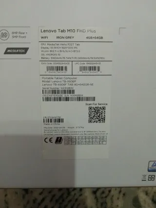 Lenovo Tab M10 FHD Plus Grigio