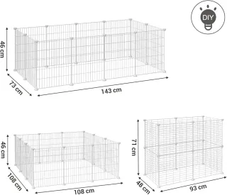 SONGMICS Valla Modular para Mascotas 143×73×46 cm Blanco