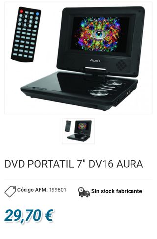 Reproductor portátil multimedia 7" Aura DV16 USB/DVD