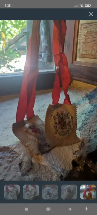 Antiguo escapulario tela Sagrado Corazón
