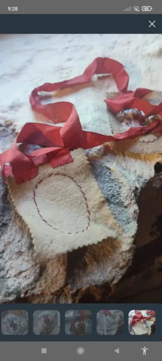 Antiguo escapulario tela Sagrado Corazón