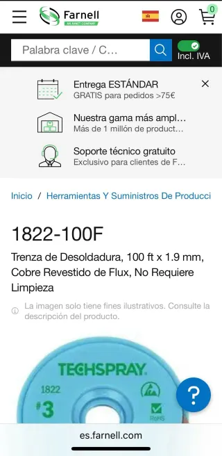 Malla Desoldar Techspray 1822-100F #3 30m