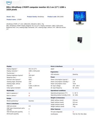 Monitor LCD 17' Dell Ultrasharp