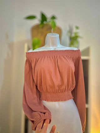 Top romántico rosa palo - blusa bandeau H&M L