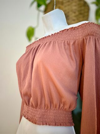 Top romántico rosa palo - blusa bandeau H&M L