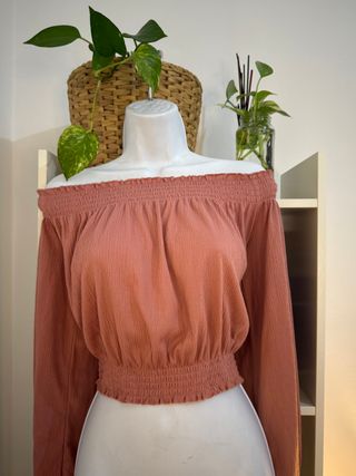 Top romántico rosa palo - blusa bandeau H&M L