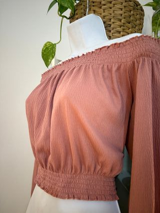 Top romántico rosa palo - blusa bandeau H&M L