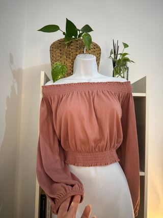 Top romántico rosa palo - blusa bandeau H&M L
