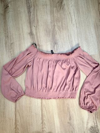 Top romántico rosa palo - blusa bandeau H&M L